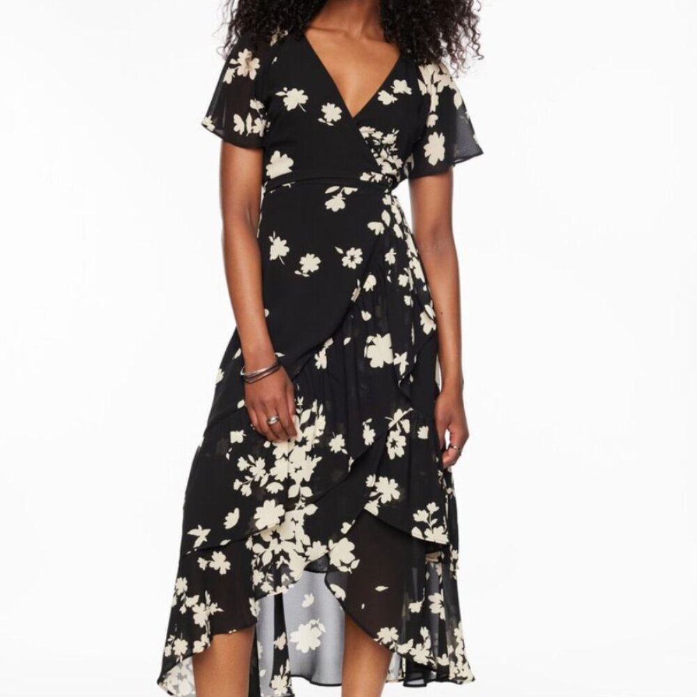 Dynamite Ruffled Wrap Midi Dress – Like New!